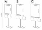 Detaljna skica Maginfo stalaka u tri različite verzije plakata i nosača prospekata.