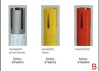Stopper Master stupovi proizvode se u raznim bojama. Primjeri boja: prozirno, žuto i crveno..