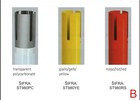 Stopper Master stupovi proizvode se u raznim bojama. Primjeri boja: prozirno, žuto i crveno..